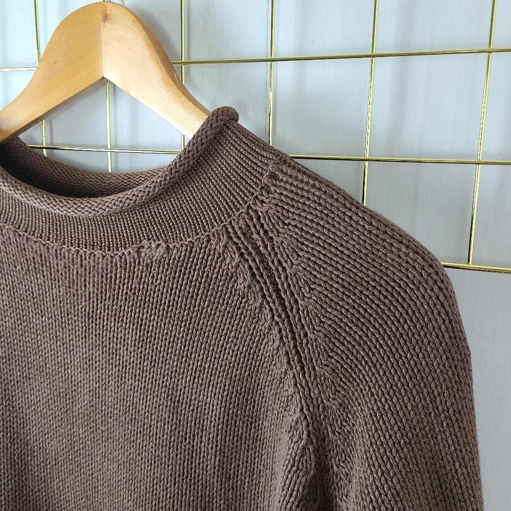 J. Crew Roll Neck OarsmanBrown Taupe Heavyweight Cotton Sweater - Picture 3 of 10